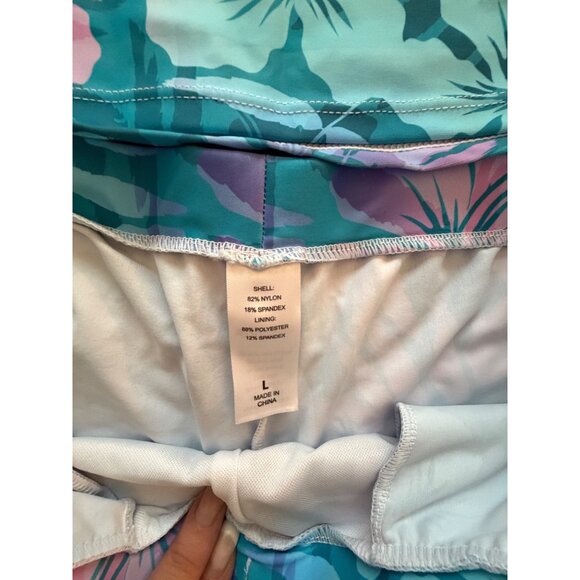 Floral High Neck Wide Straps Tankini Set With Shorts Size Large Blue Pink NWOT - Picture 7 of 14